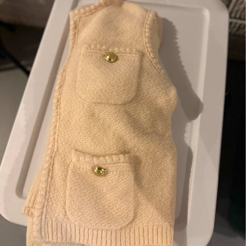 J. Crew Cream Knit Cardigan with Gold Buttons